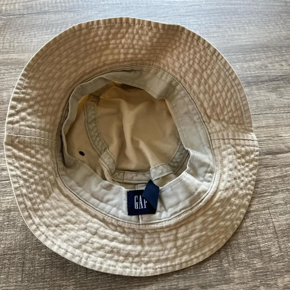 Gap Bucket Hat Khakis Beige‎ Embroidered G Logo Cotton M/L Classic Preppy